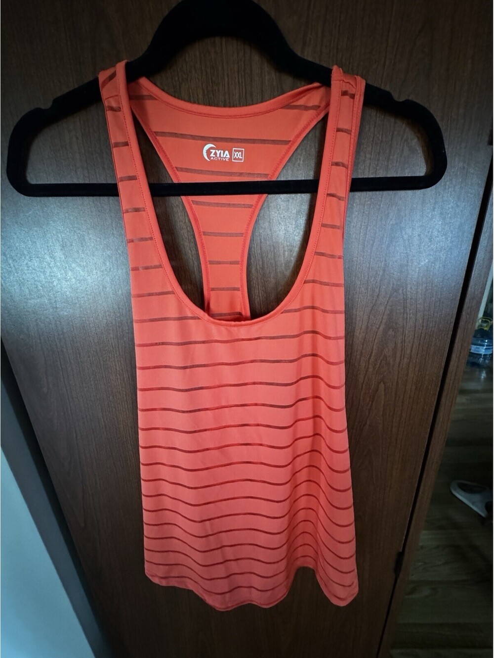 ZYIA Active Tank Top Womens XXL Coral Orange Striped Racerback Athletic Workout